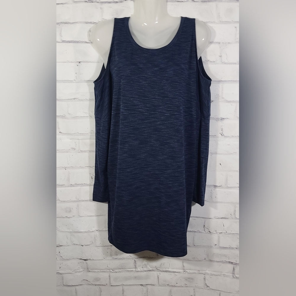 Express Cold Shoulder Long Tunic Top, Small